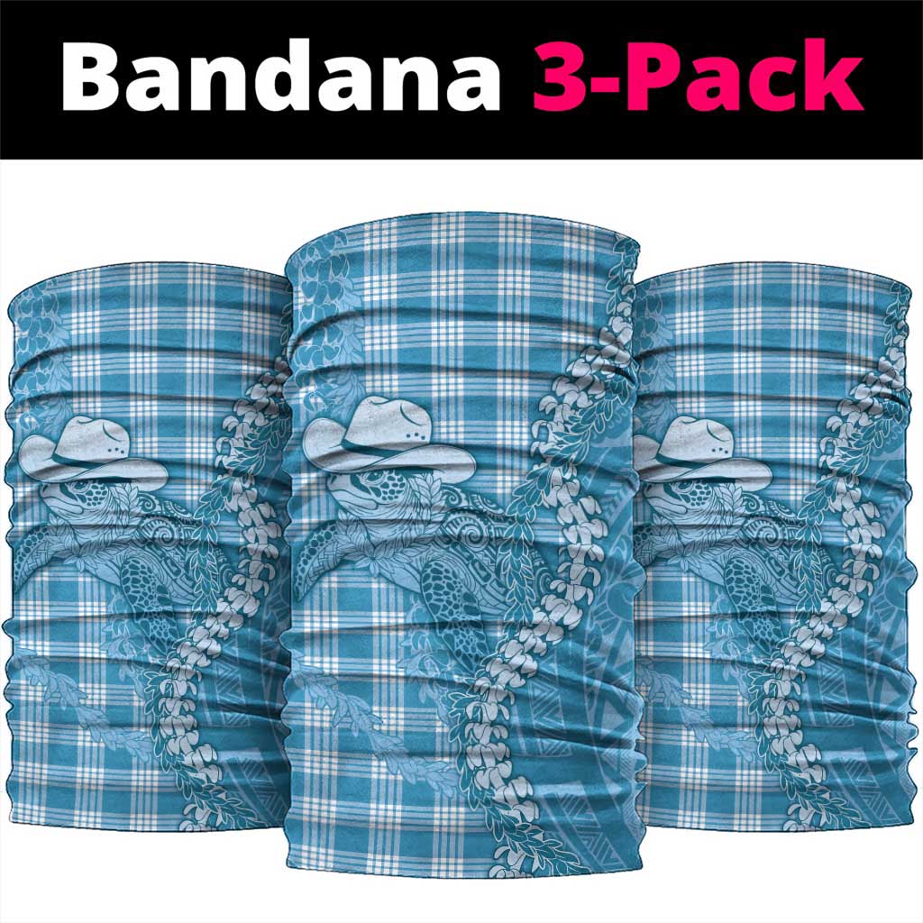 Blue Hawaii Palaka Cowboy Turtle Neck Gaiter Hawaiian Paniolo Puakenikeni Maile Lei - Polynesian Pride