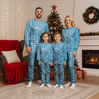 Blue Hawaii Palaka Cowboy Turtle Christmas Pajama Set Hawaiian Paniolo Puakenikeni Maile Lei - Polynesian Pride