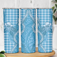 Blue Hawaii Palaka Cowboy Turtle Skinny Tumbler Hawaiian Paniolo Puakenikeni Maile Lei - Polynesian Pride