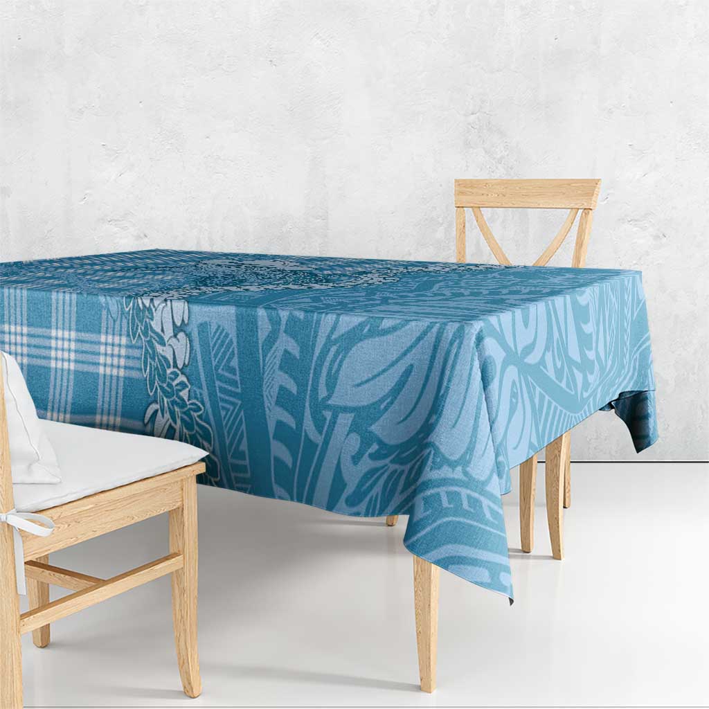 Blue Hawaii Palaka Cowboy Turtle Tablecloth Hawaiian Paniolo Puakenikeni Maile Lei - Polynesian Pride