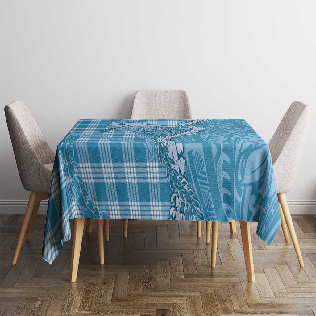 Blue Hawaii Palaka Cowboy Turtle Tablecloth Hawaiian Paniolo Puakenikeni Maile Lei - Polynesian Pride