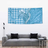 Blue Hawaii Palaka Cowboy Turtle Tapestry Hawaiian Paniolo Puakenikeni Maile Lei - Polynesian Pride