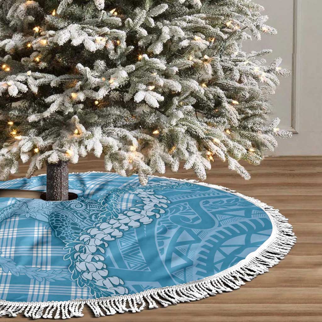Blue Hawaii Palaka Cowboy Turtle Tree Skirt Hawaiian Paniolo Puakenikeni Maile Lei - Polynesian Pride