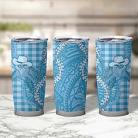 Blue Hawaii Palaka Cowboy Turtle Tumbler Cup Hawaiian Paniolo Puakenikeni Maile Lei - Polynesian Pride