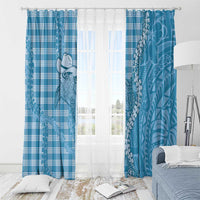 Blue Hawaii Palaka Cowboy Turtle Window Curtain Hawaiian Paniolo Puakenikeni Maile Lei - Polynesian Pride