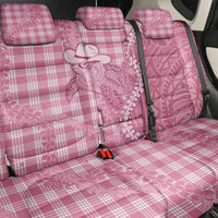 Pink Hawaii Palaka Cowboy Turtle Back Car Seat Cover Hawaiian Paniolo Puakenikeni Maile Lei - Polynesian Pride