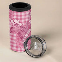 Pink Hawaii Palaka Cowboy Turtle 4 in 1 Can Cooler Tumbler Hawaiian Paniolo Puakenikeni Maile Lei - Polynesian Pride