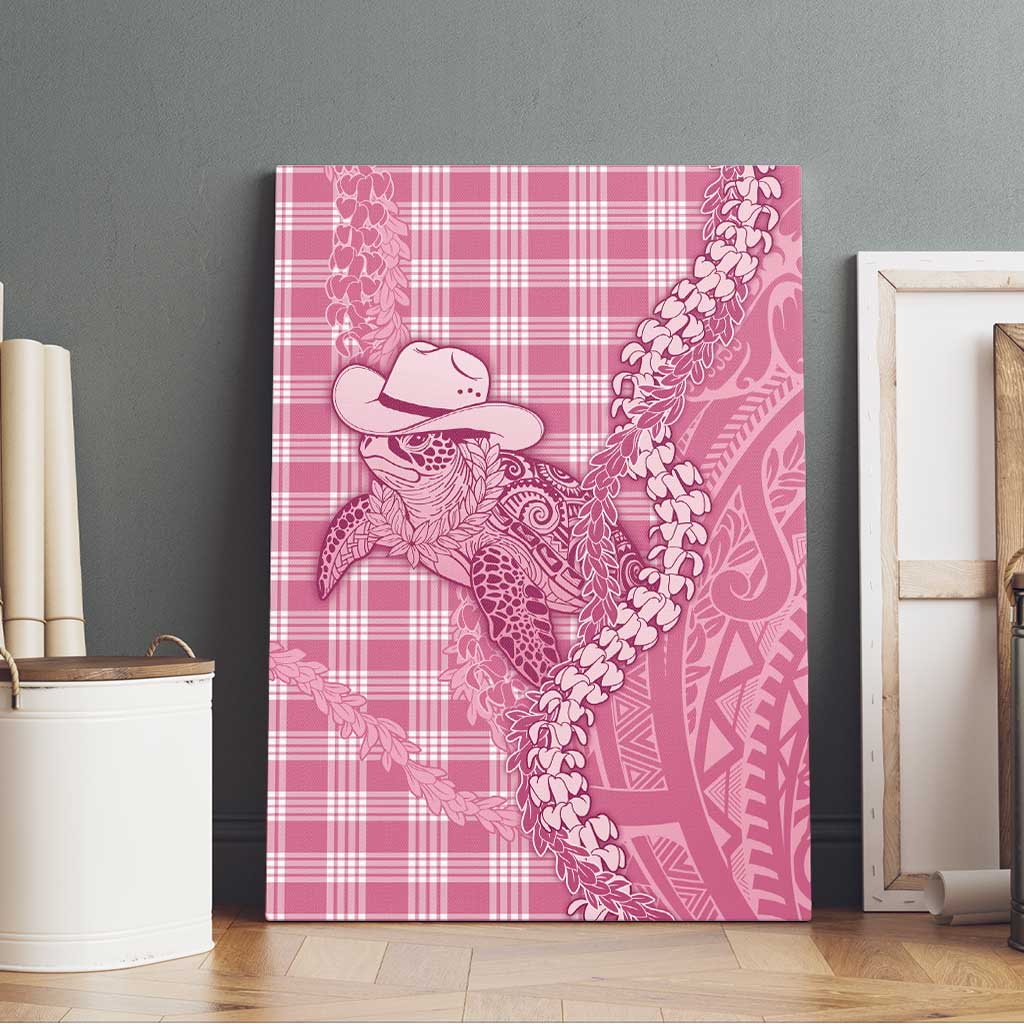 Pink Hawaii Palaka Cowboy Turtle Canvas Wall Art Hawaiian Paniolo Puakenikeni Maile Lei - Polynesian Pride