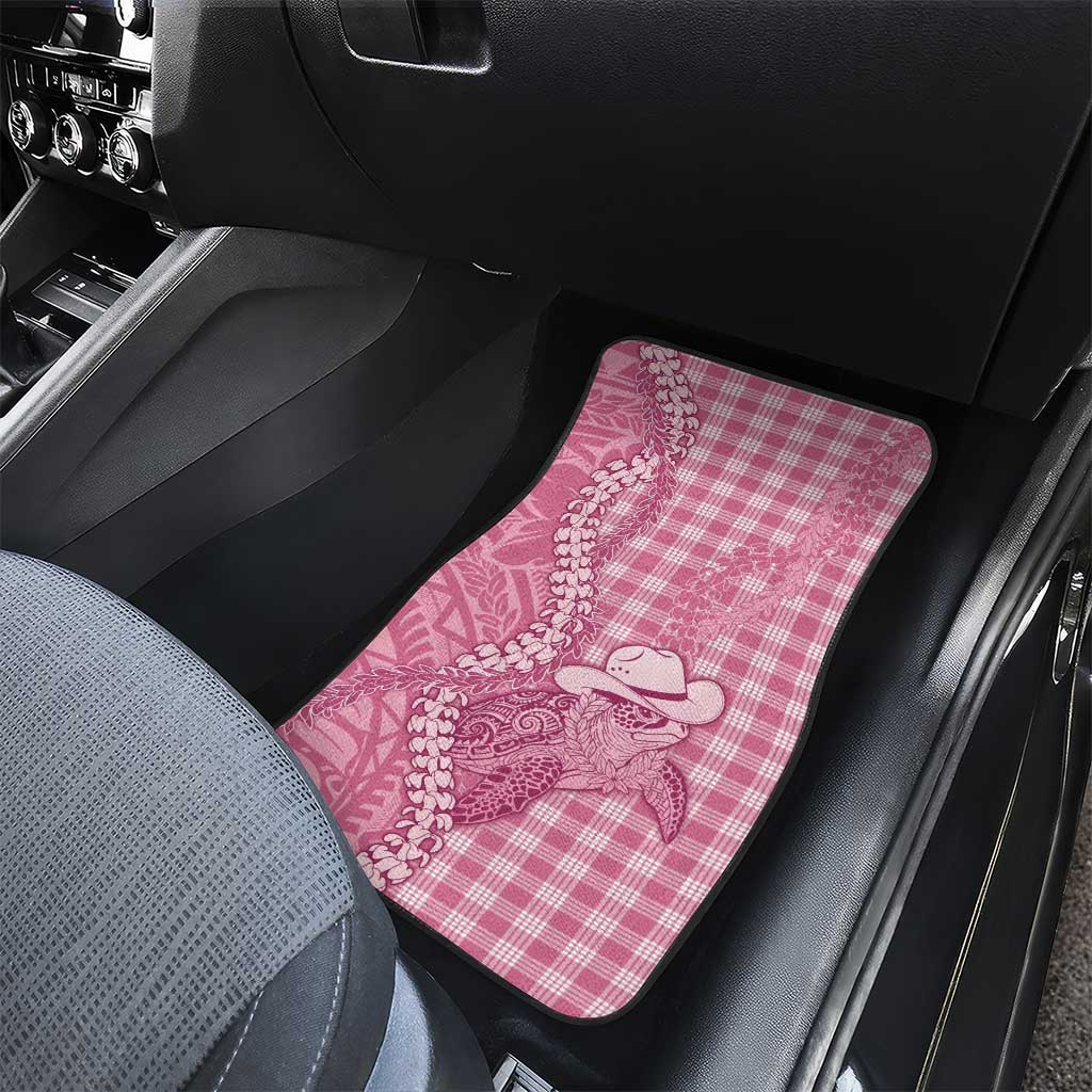 Pink Hawaii Palaka Cowboy Turtle Car Mats Hawaiian Paniolo Puakenikeni Maile Lei - Polynesian Pride
