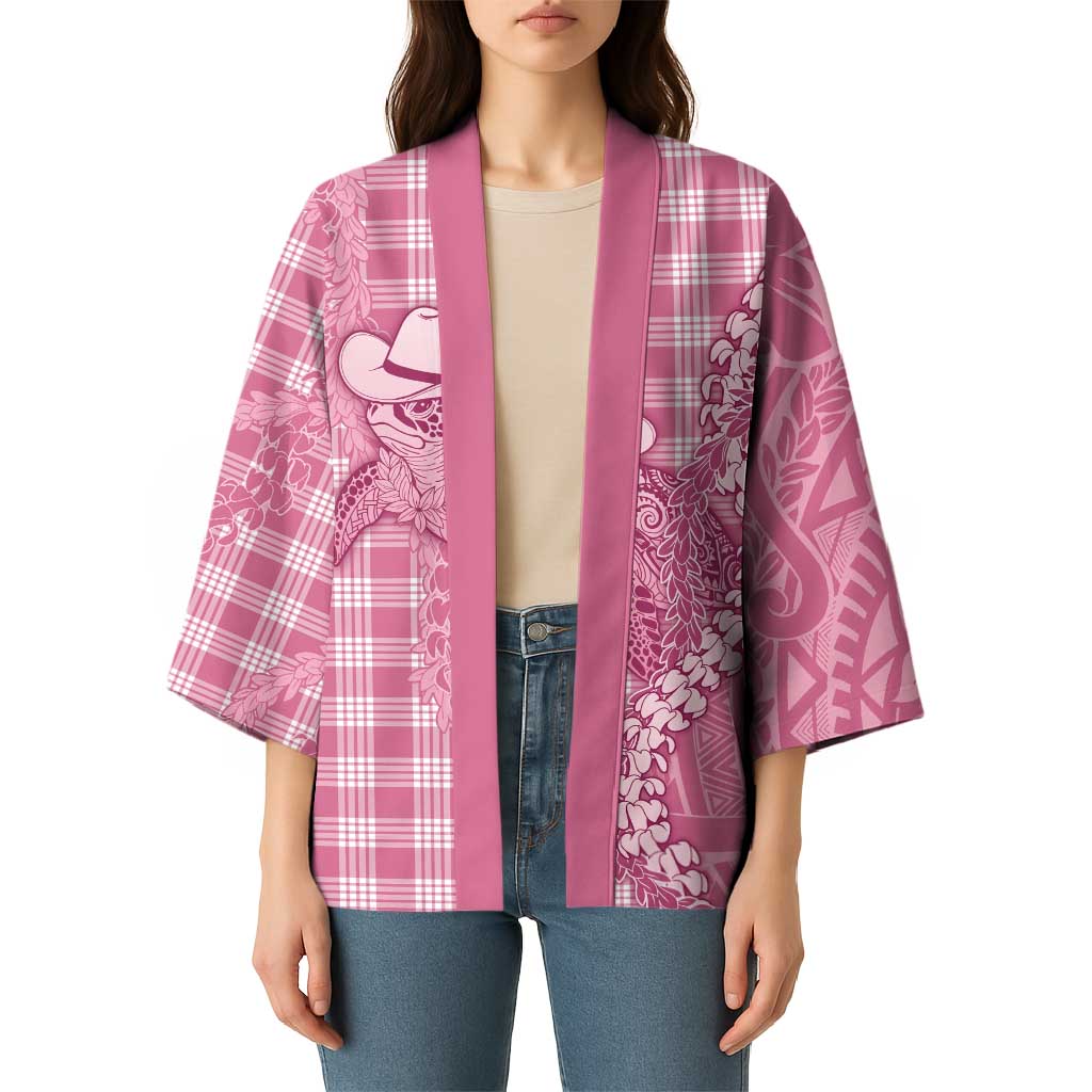 Pink Hawaii Palaka Cowboy Turtle Kimono Hawaiian Paniolo Puakenikeni Maile Lei - Polynesian Pride