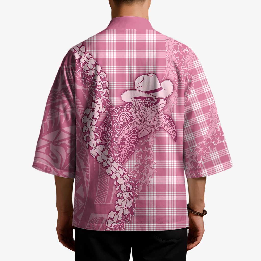 Pink Hawaii Palaka Cowboy Turtle Kimono Hawaiian Paniolo Puakenikeni Maile Lei - Polynesian Pride