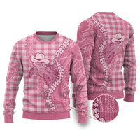 Pink Hawaii Palaka Cowboy Turtle Ugly Christmas Sweater Hawaiian Paniolo Puakenikeni Maile Lei - Polynesian Pride
