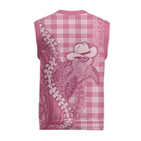 Pink Hawaii Palaka Cowboy Turtle Christmas Knitted V-Neck Vest Hawaiian Paniolo Puakenikeni Maile Lei - Polynesian Pride