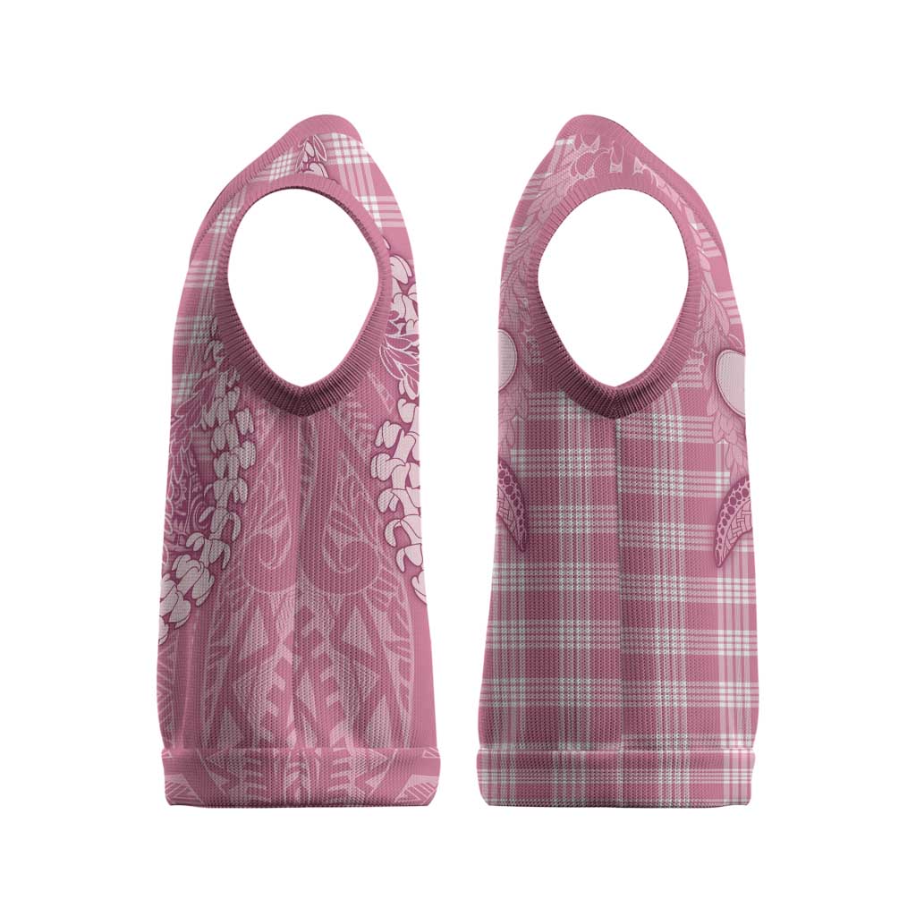 Pink Hawaii Palaka Cowboy Turtle Christmas Knitted V-Neck Vest Hawaiian Paniolo Puakenikeni Maile Lei - Polynesian Pride