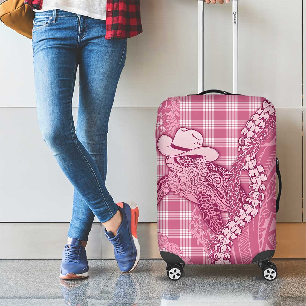 Pink Hawaii Palaka Cowboy Turtle Luggage Cover Hawaiian Paniolo Puakenikeni Maile Lei - Polynesian Pride