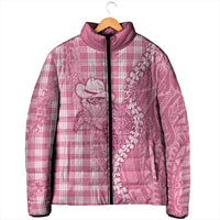 Pink Hawaii Palaka Cowboy Turtle Padded Jacket Hawaiian Paniolo Puakenikeni Maile Lei - Polynesian Pride