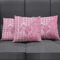 Pink Hawaii Palaka Cowboy Turtle Pillow Cover Hawaiian Paniolo Puakenikeni Maile Lei - Polynesian Pride