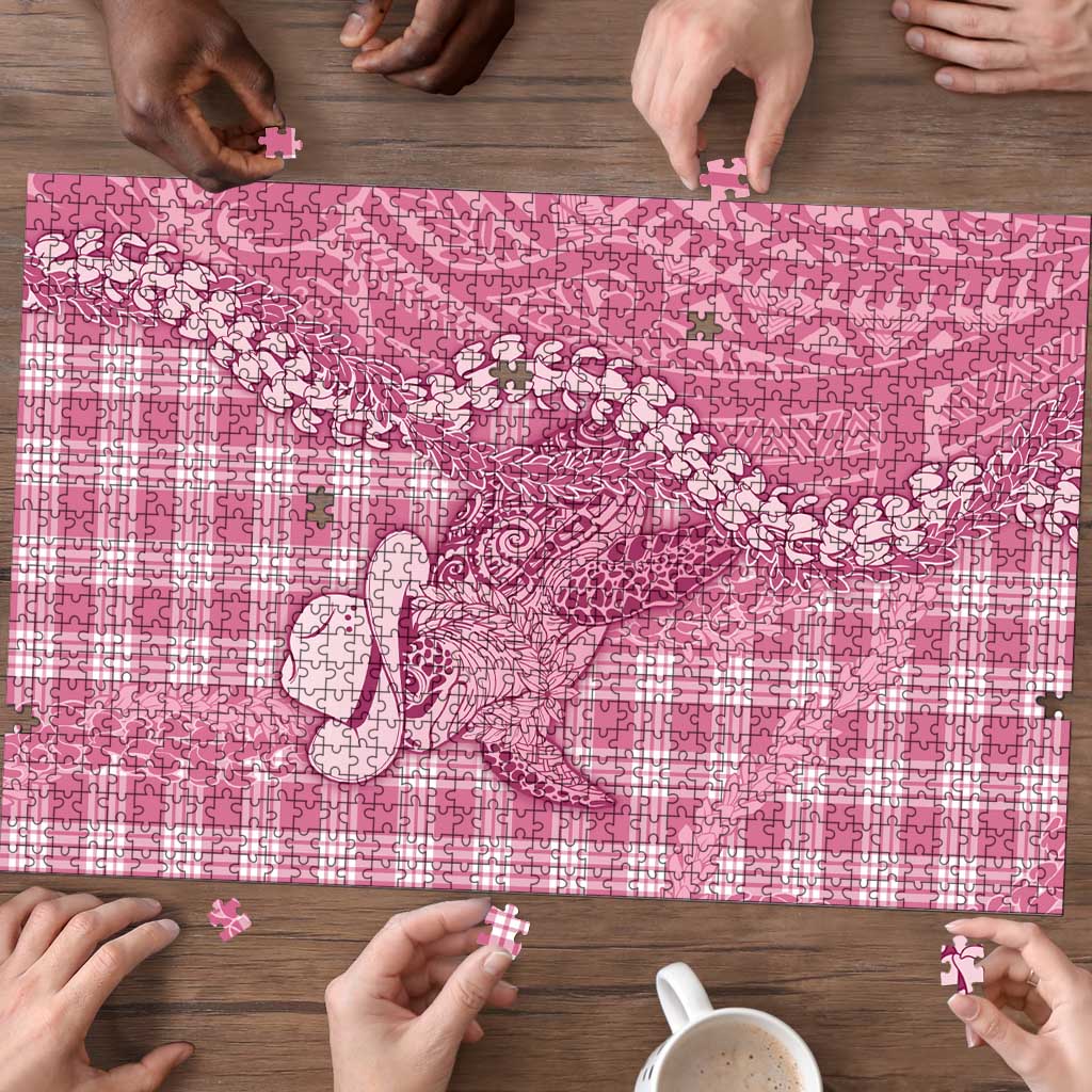 Pink Hawaii Palaka Cowboy Turtle Puzzle Hawaiian Paniolo Puakenikeni Maile Lei - Polynesian Pride
