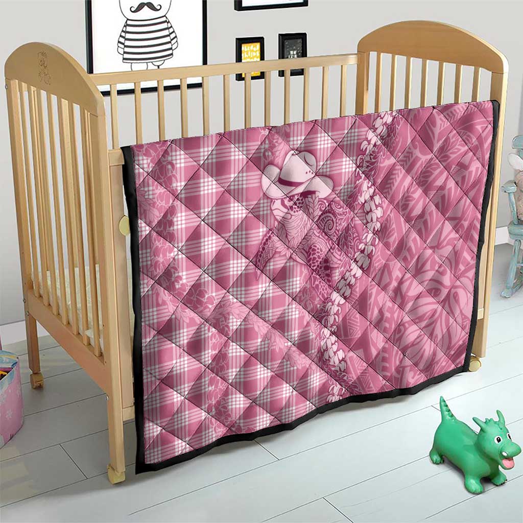 Pink Hawaii Palaka Cowboy Turtle Quilt Hawaiian Paniolo Puakenikeni Maile Lei - Polynesian Pride