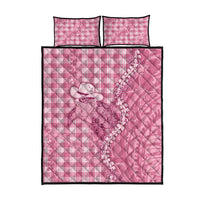 Pink Hawaii Palaka Cowboy Turtle Quilt Bed Set Hawaiian Paniolo Puakenikeni Maile Lei - Polynesian Pride