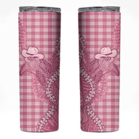Pink Hawaii Palaka Cowboy Turtle Skinny Tumbler Hawaiian Paniolo Puakenikeni Maile Lei - Polynesian Pride