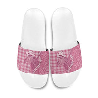 Pink Hawaii Palaka Cowboy Turtle Slide Sandals Hawaiian Paniolo Puakenikeni Maile Lei - Polynesian Pride