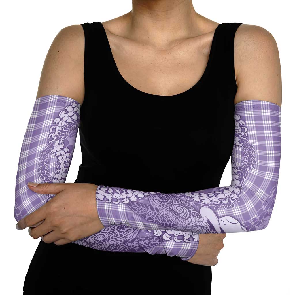 Purple Hawaii Palaka Cowboy Turtle Arm Sleeves Hawaiian Paniolo Puakenikeni Maile Lei - Polynesian Pride