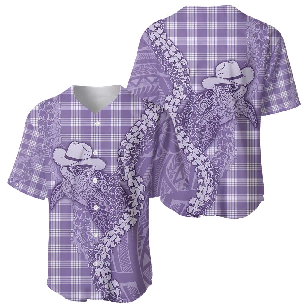 Purple Hawaii Palaka Cowboy Turtle Baseball Jersey Hawaiian Paniolo Puakenikeni Maile Lei - Polynesian Pride