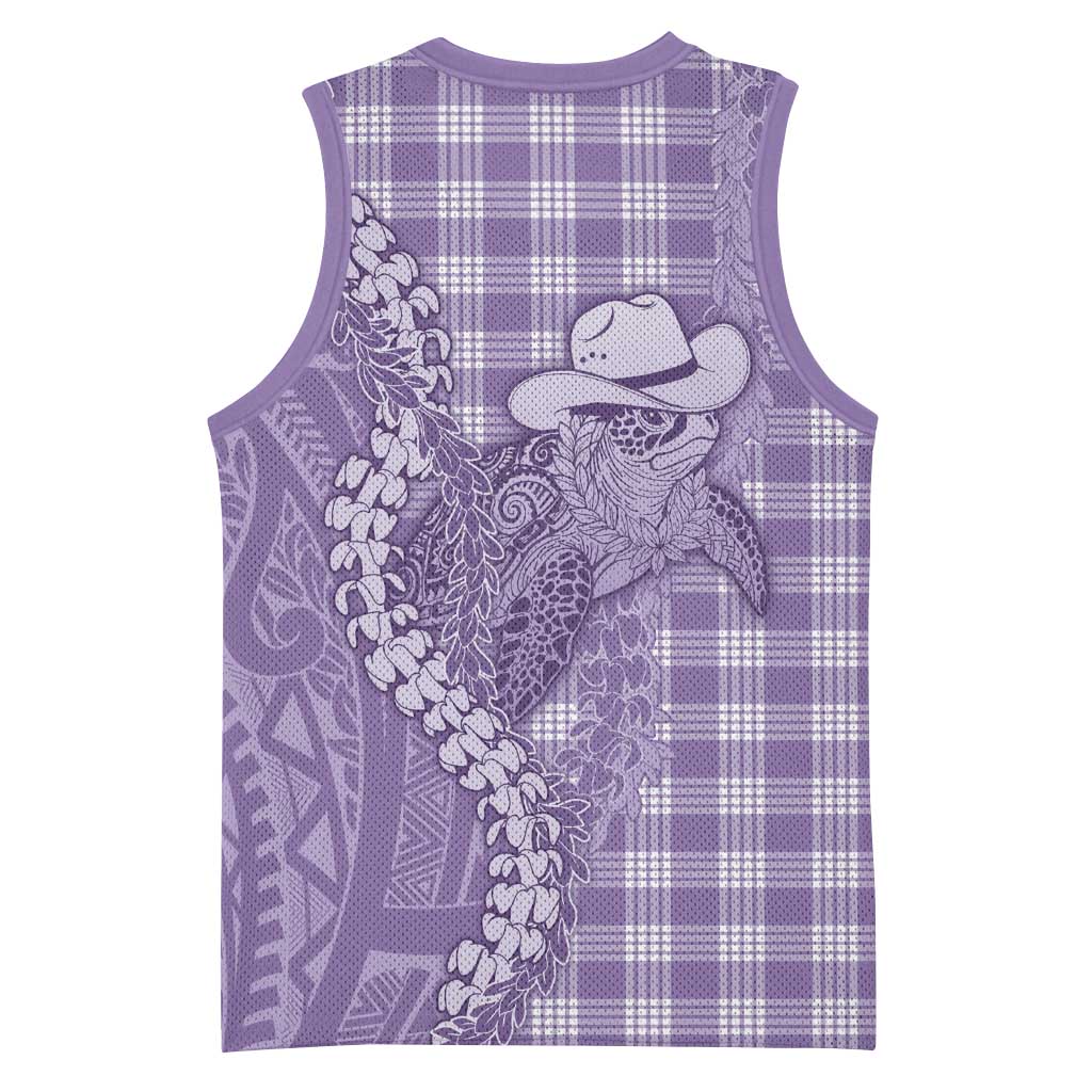 Purple Hawaii Palaka Cowboy Turtle Basketball Jersey Hawaiian Paniolo Puakenikeni Maile Lei - Polynesian Pride
