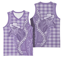 Purple Hawaii Palaka Cowboy Turtle Basketball Jersey Hawaiian Paniolo Puakenikeni Maile Lei - Polynesian Pride