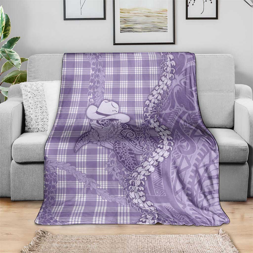 Purple Hawaii Palaka Cowboy Turtle Blanket Hawaiian Paniolo Puakenikeni Maile Lei - Polynesian Pride