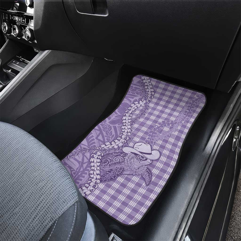 Purple Hawaii Palaka Cowboy Turtle Car Mats Hawaiian Paniolo Puakenikeni Maile Lei - Polynesian Pride