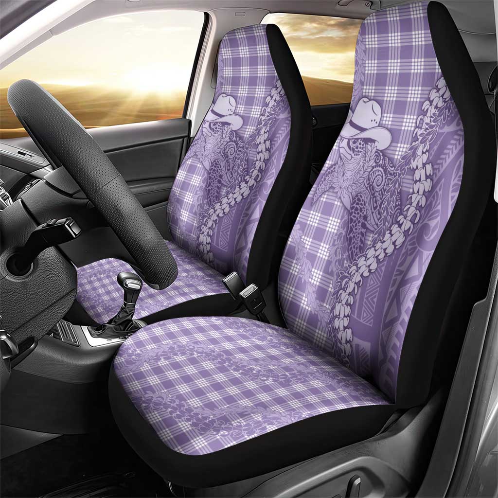 Purple Hawaii Palaka Cowboy Turtle Car Seat Cover Hawaiian Paniolo Puakenikeni Maile Lei - Polynesian Pride
