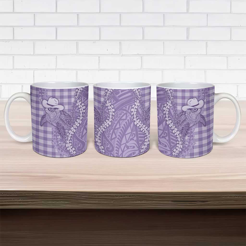 Purple Hawaii Palaka Cowboy Turtle Ceramic Mug Hawaiian Paniolo Puakenikeni Maile Lei - Polynesian Pride