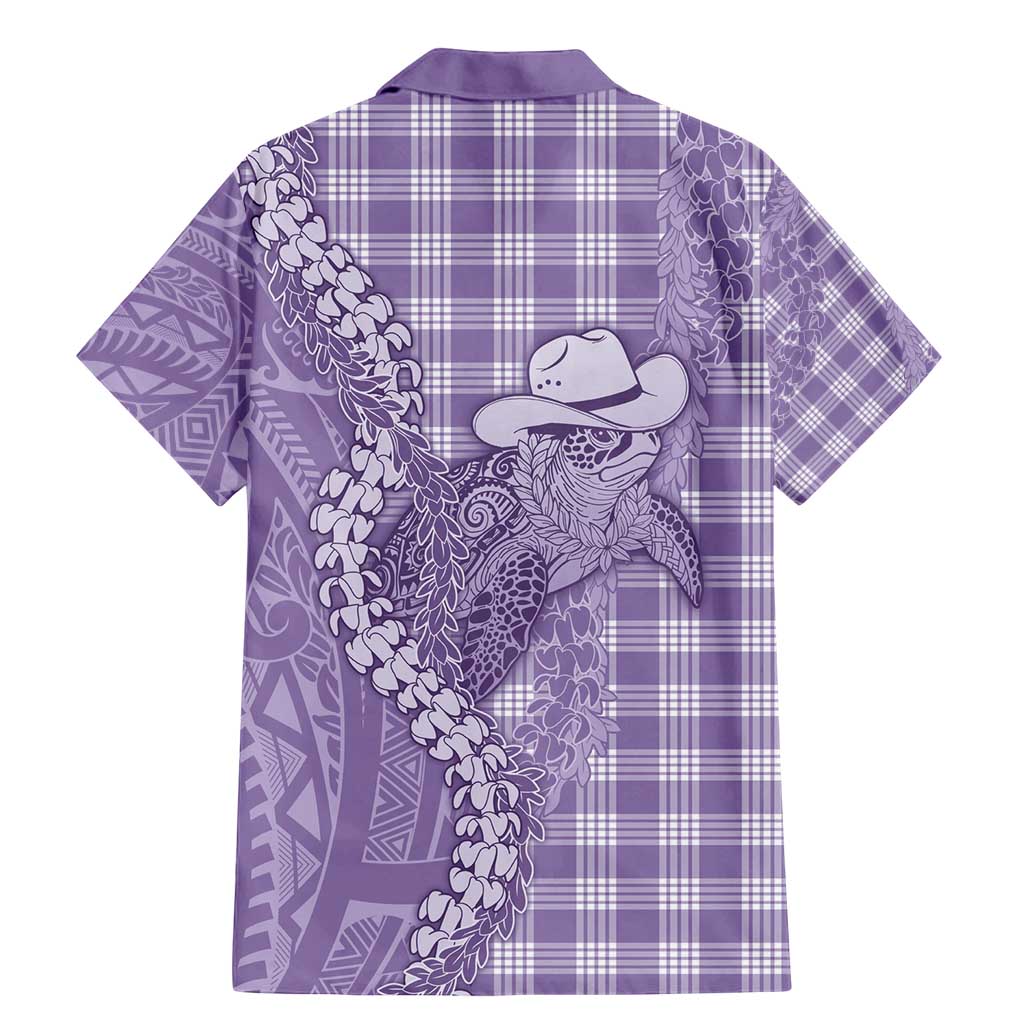 Purple Hawaii Palaka Cowboy Turtle Family Matching Mermaid Dress and Hawaiian Shirt Hawaiian Paniolo Puakenikeni Maile Lei - Polynesian Pride