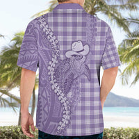 Purple Hawaii Palaka Cowboy Turtle Hawaiian Shirt Hawaiian Paniolo Puakenikeni Maile Lei - Polynesian Pride