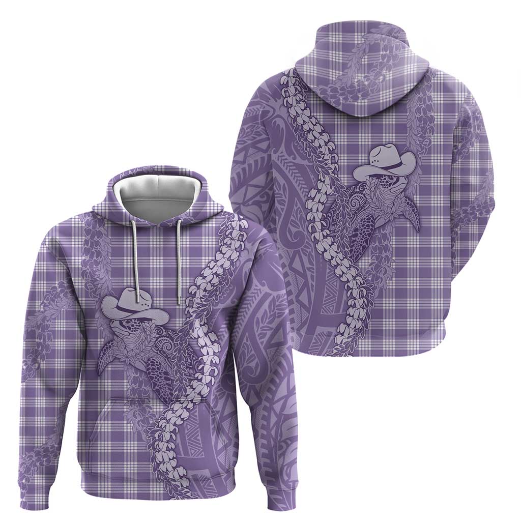 Purple Hawaii Palaka Cowboy Turtle Hoodie Hawaiian Paniolo Puakenikeni Maile Lei - Polynesian Pride