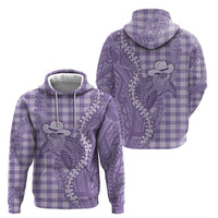 Purple Hawaii Palaka Cowboy Turtle Hoodie Hawaiian Paniolo Puakenikeni Maile Lei - Polynesian Pride