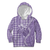 Purple Hawaii Palaka Cowboy Turtle Kid Hoodie Hawaiian Paniolo Puakenikeni Maile Lei - Polynesian Pride