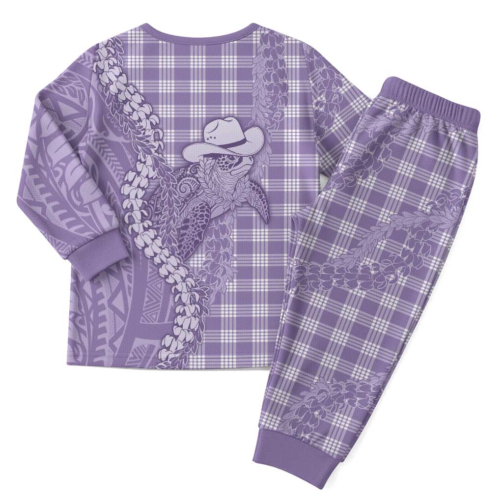 Purple Hawaii Palaka Cowboy Turtle Christmas Pajama Set Hawaiian Paniolo Puakenikeni Maile Lei - Polynesian Pride