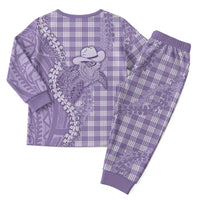 Purple Hawaii Palaka Cowboy Turtle Christmas Pajama Set Hawaiian Paniolo Puakenikeni Maile Lei - Polynesian Pride