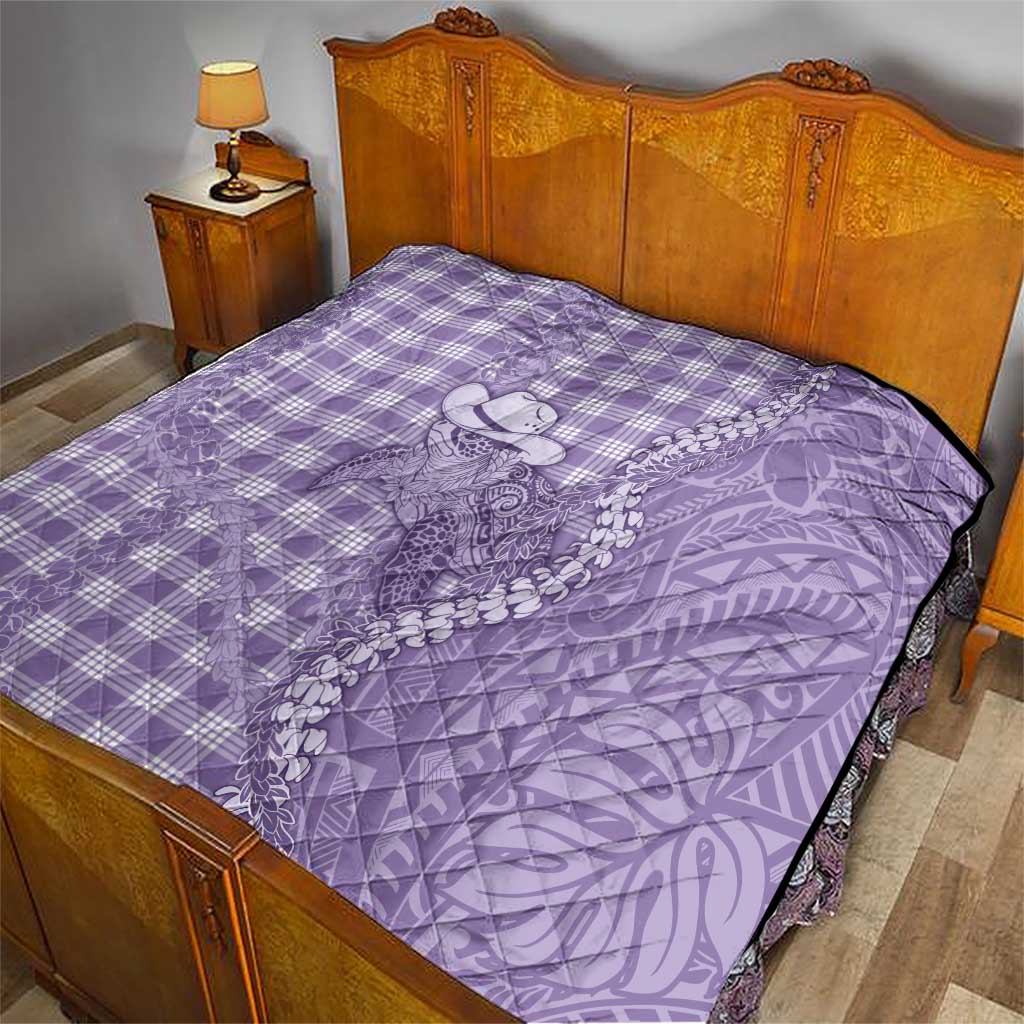 Purple Hawaii Palaka Cowboy Turtle Quilt Hawaiian Paniolo Puakenikeni Maile Lei - Polynesian Pride