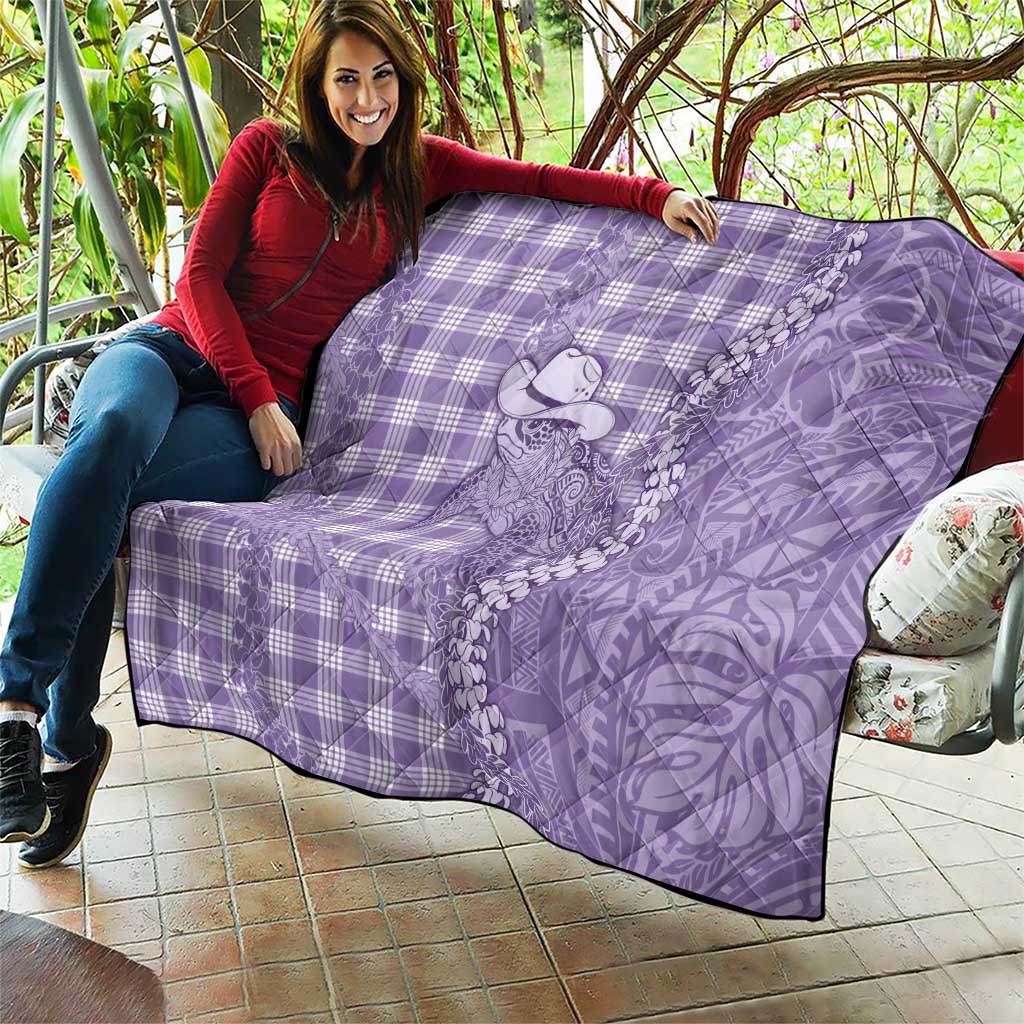 Purple Hawaii Palaka Cowboy Turtle Quilt Hawaiian Paniolo Puakenikeni Maile Lei - Polynesian Pride