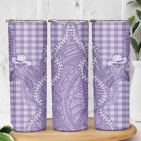 Purple Hawaii Palaka Cowboy Turtle Skinny Tumbler Hawaiian Paniolo Puakenikeni Maile Lei - Polynesian Pride