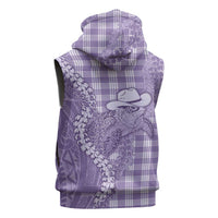Purple Hawaii Palaka Cowboy Turtle Sleeveless Hoodie Hawaiian Paniolo Puakenikeni Maile Lei - Polynesian Pride