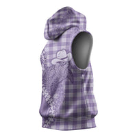 Purple Hawaii Palaka Cowboy Turtle Sleeveless Hoodie Hawaiian Paniolo Puakenikeni Maile Lei - Polynesian Pride