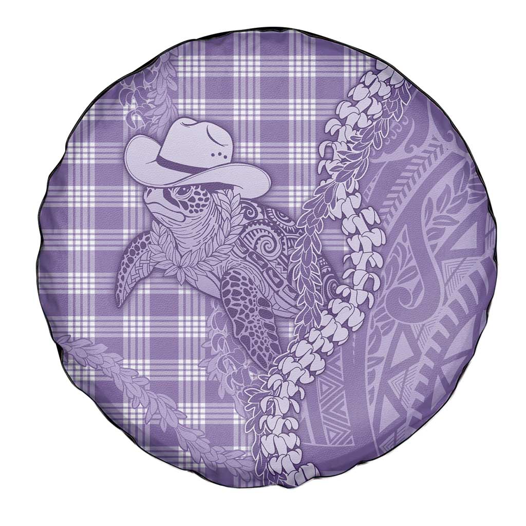 Purple Hawaii Palaka Cowboy Turtle Spare Tire Cover Hawaiian Paniolo Puakenikeni Maile Lei - Polynesian Pride
