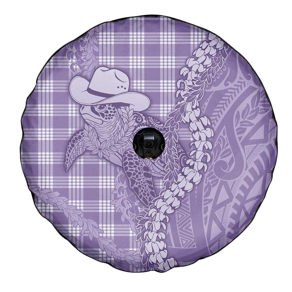 Purple Hawaii Palaka Cowboy Turtle Spare Tire Cover Hawaiian Paniolo Puakenikeni Maile Lei - Polynesian Pride