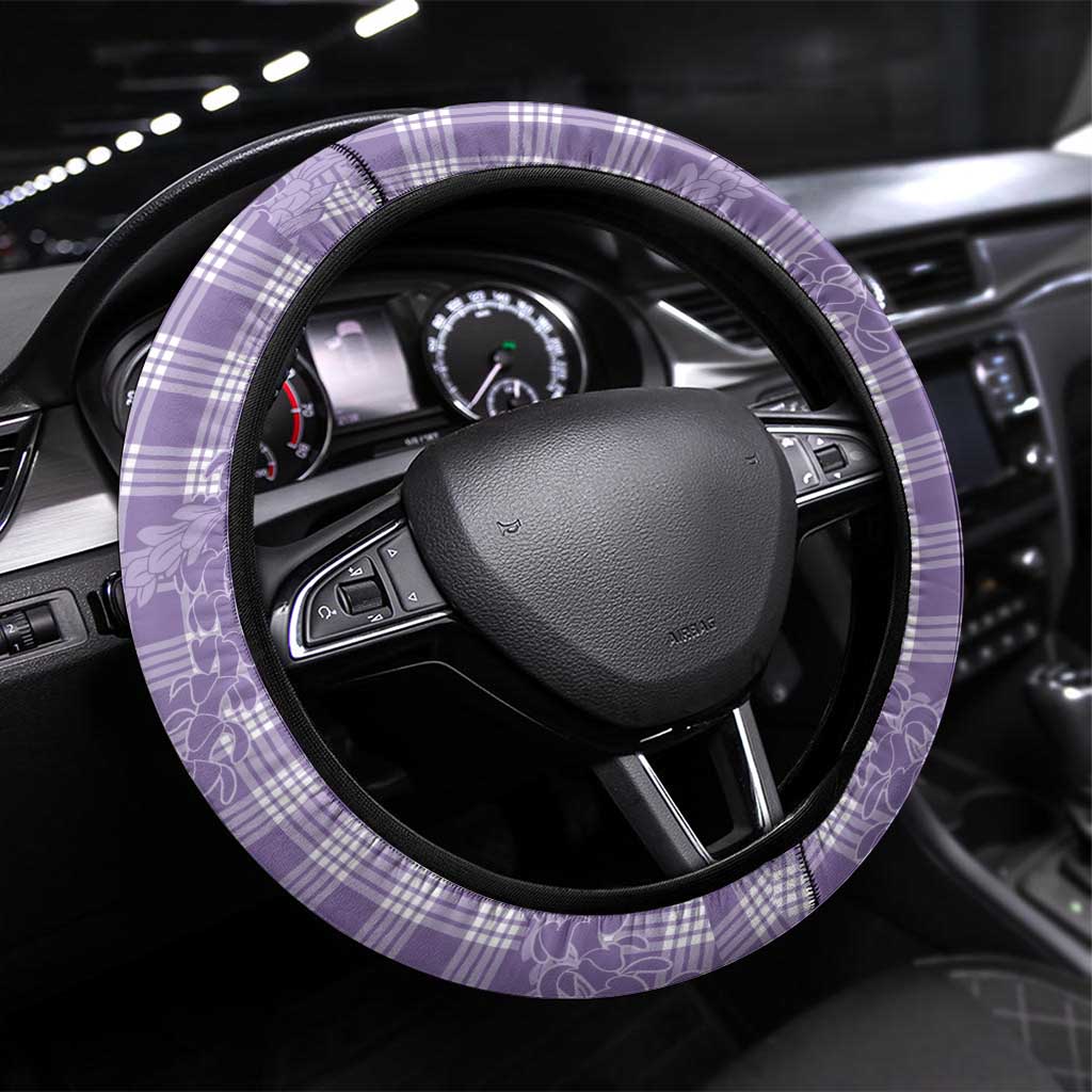 Purple Hawaii Palaka Cowboy Turtle Steering Wheel Cover Hawaiian Paniolo Puakenikeni Maile Lei - Polynesian Pride