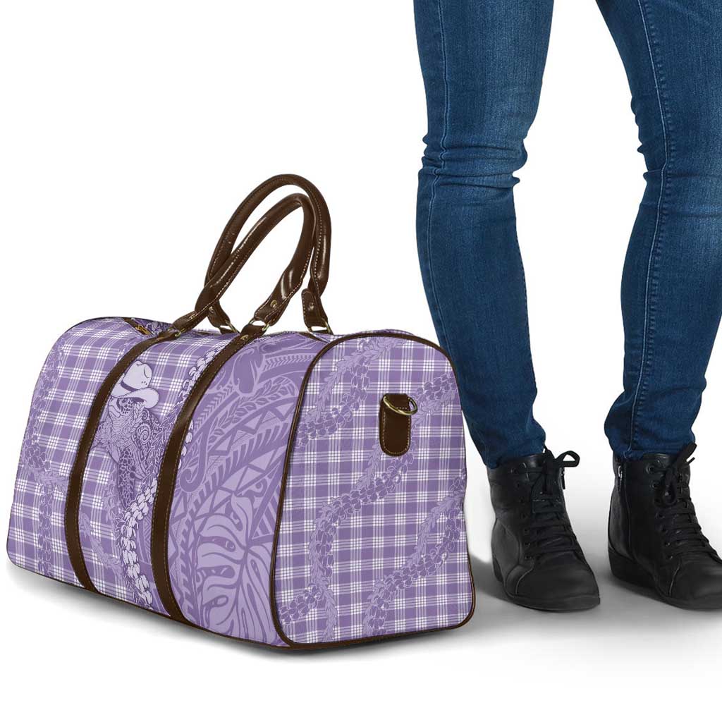 Purple Hawaii Palaka Cowboy Turtle Travel Bag Hawaiian Paniolo Puakenikeni Maile Lei - Polynesian Pride